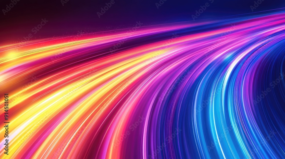 Poster dynamic vector design featuring colorful light trails with long exposure motion blur, offering a vib