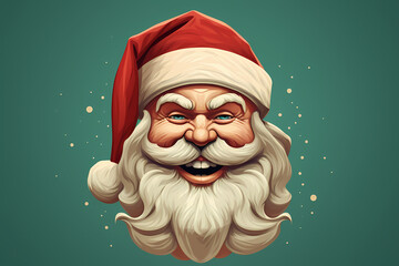 Cartoon Santa Claus with a red hat and white beard