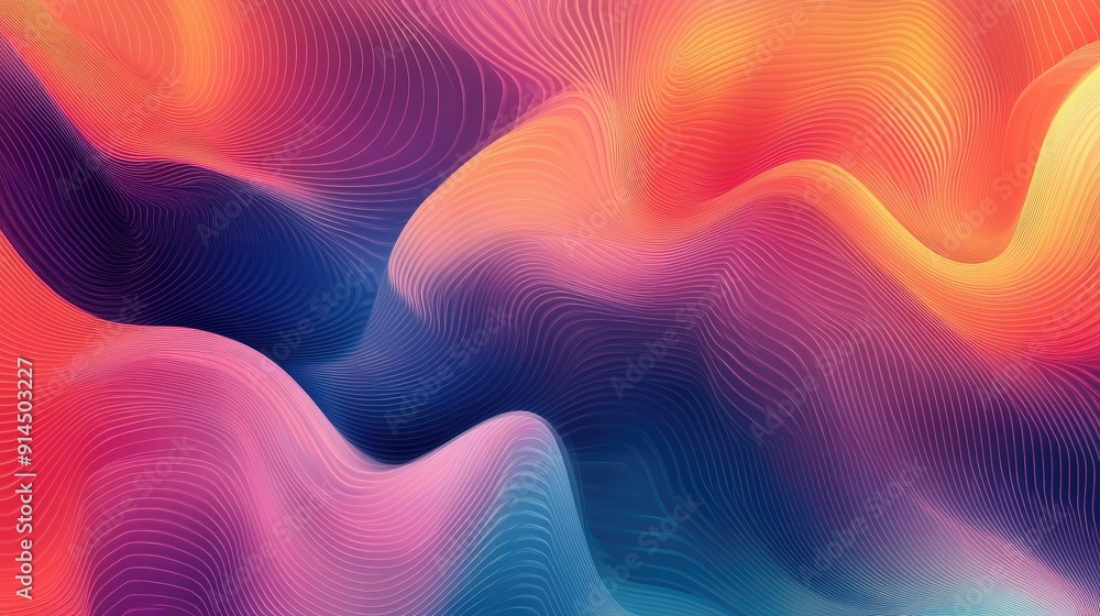 Poster fluid wave gradient lines in an abstract vector design, perfect for creating contemporary and visual