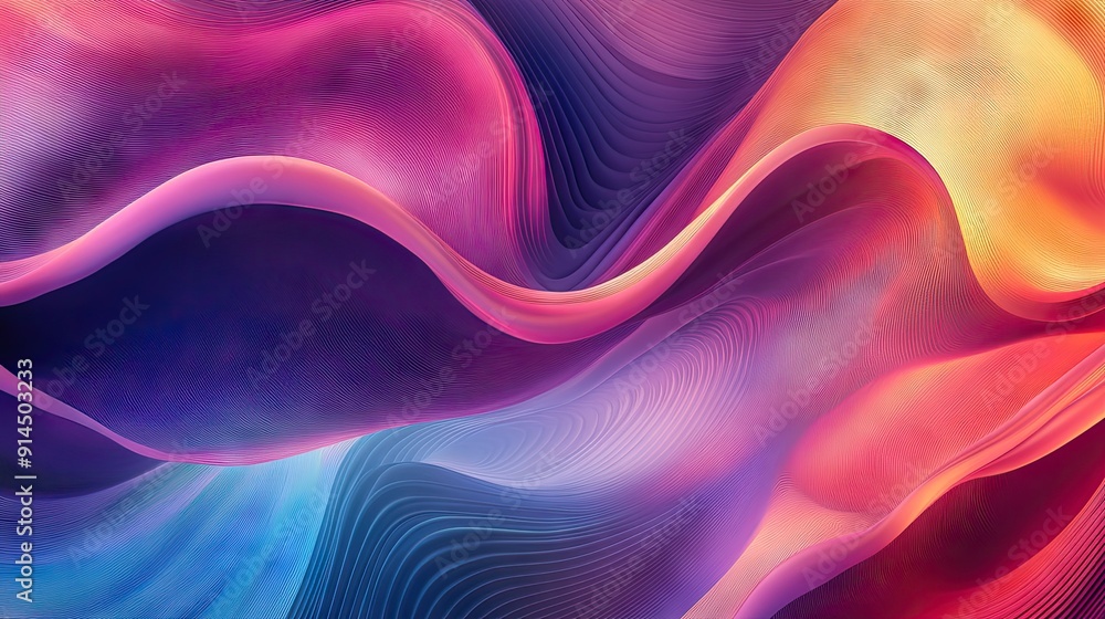 Poster fluid wave gradient lines in an abstract vector design, perfect for creating contemporary and visual