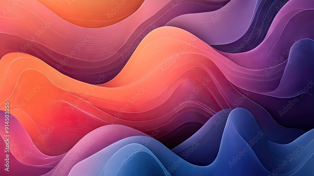 Poster fluid wave gradient lines in an abstract vector design, perfect for creating contemporary and visual