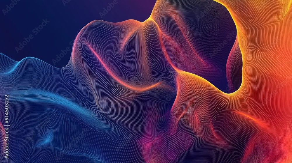 Poster fluid wave gradient lines in an abstract vector design, perfect for creating contemporary and visual