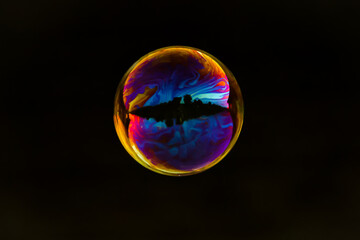 Macro bubble with black background