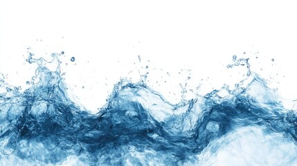Free-line blue water patterns isolated on white, ideal for creating clean and striking abstract digital art. -
