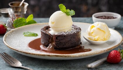 Indulgent Chocolate Lava Cake with Vanilla Ice Cream