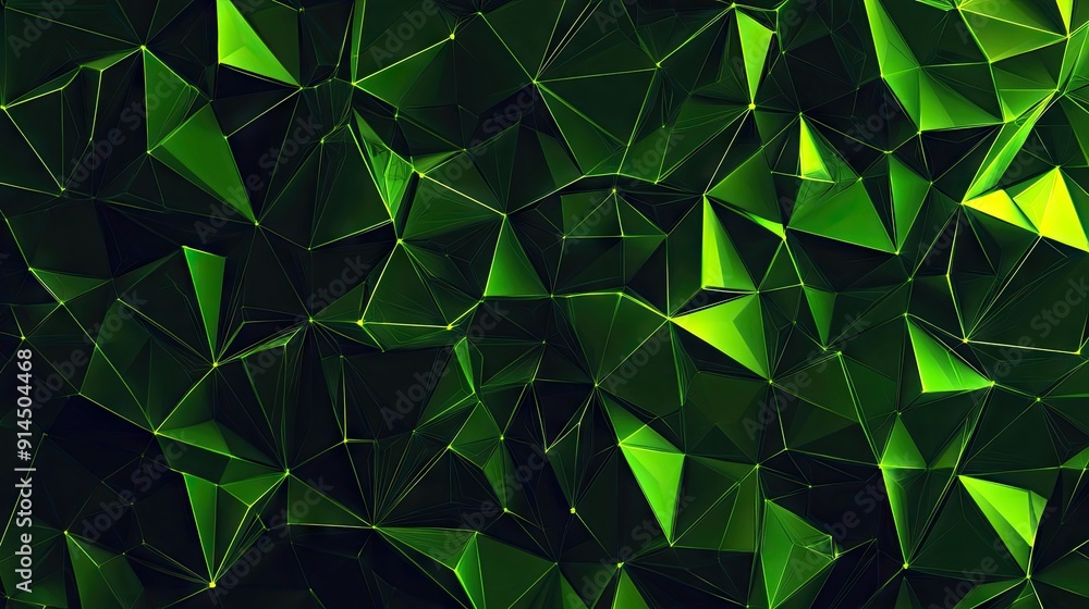 Aufkleber geometric background with vibrant green triangular cells and polygons, perfect for dyn