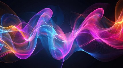 Fototapeta premium Glowing abstract waves on a dark background, ideal for artistic and futuristic design projects.