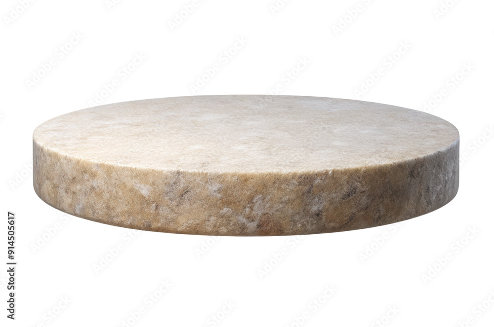 Poster round stone slab with textured surface displaying a natural and rustic appearance, suitable for tabl