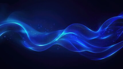 Naklejka premium Glowing wave lines on a dark blue background, perfect for sleek and contemporary visual designs