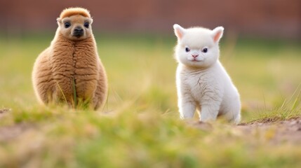 Fototapeta premium Adorable Alpaca and Llama