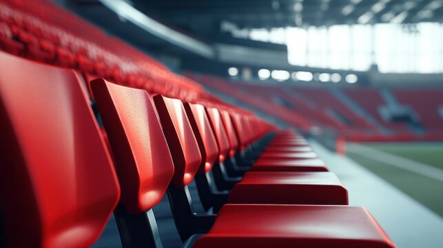 Red seats in a vip area of a sports stadium