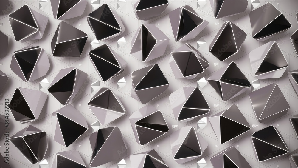 Poster seamless geometric pattern featuring black and gray triangles on a light background abstract digital