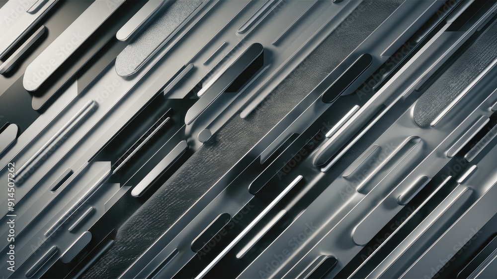 Poster Sleek abstract diagonal background featuring a soft gradient of light gray silver and black complemented by a textured metallic appearance and smooth lines