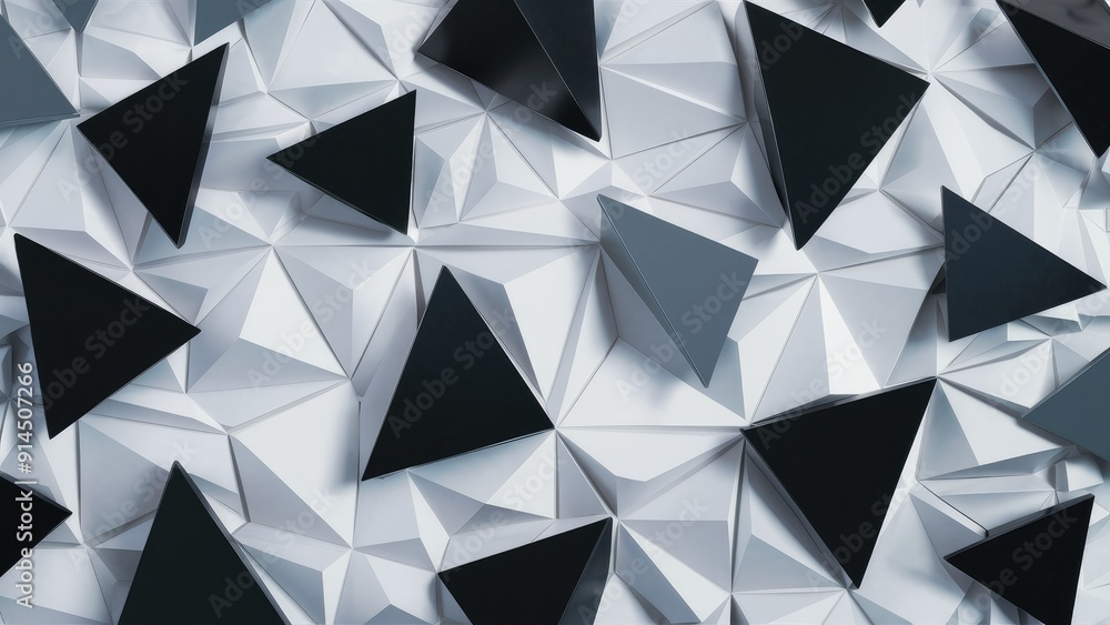 Poster seamless geometric pattern featuring black and gray triangles on a light background abstract digital