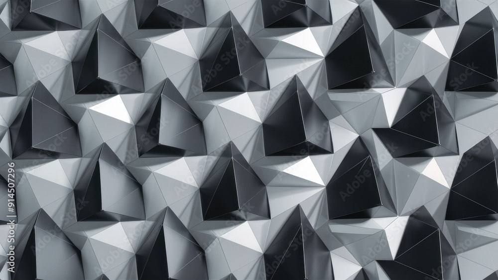 Poster seamless geometric pattern featuring black and gray triangles on a light background abstract digital