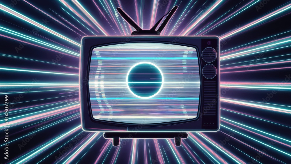 Poster dynamic glitch noise effect on television screen abstract vfx background with static stripes and no 