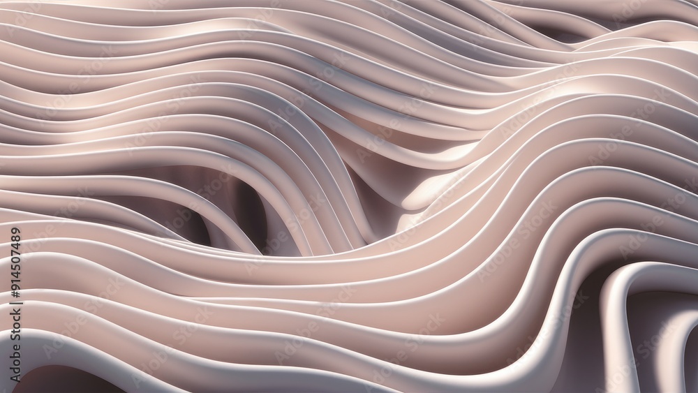 Aufkleber abstract white waves texture with liquid minimalist design 3d rendering
