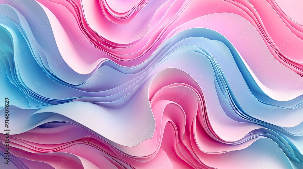 Poster minimalist 3d design with colorful abstract layers and wave effects, perfect for creating sophistica