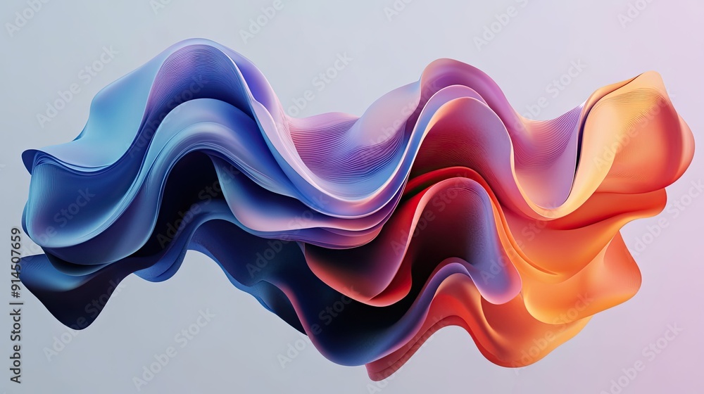 Poster minimalist 3d design with colorful abstract layers and wave effects, perfect for creating sophistica