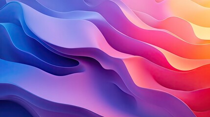 Obraz premium Minimalist modern graphic design with 3D colorful layers and wave effects, perfect for creating dynamic and stylish abstract backgrounds.