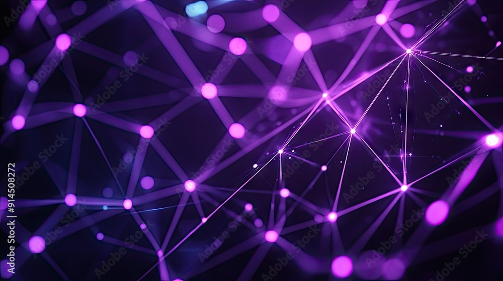 Poster modern abstract design with bright violet triangular cells and polygons, creating an engaging geomet