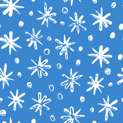 Seamless pattern with decorative snowflakes. Vector illustration.