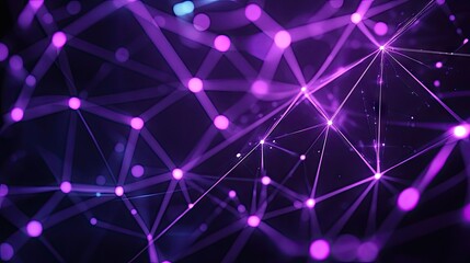 Fototapeta premium Modern abstract design with bright violet triangular cells and polygons, creating an engaging geometric pattern on a dark background. -
