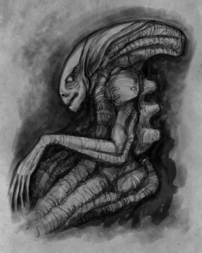 Alien creature, sketch - digital painting 