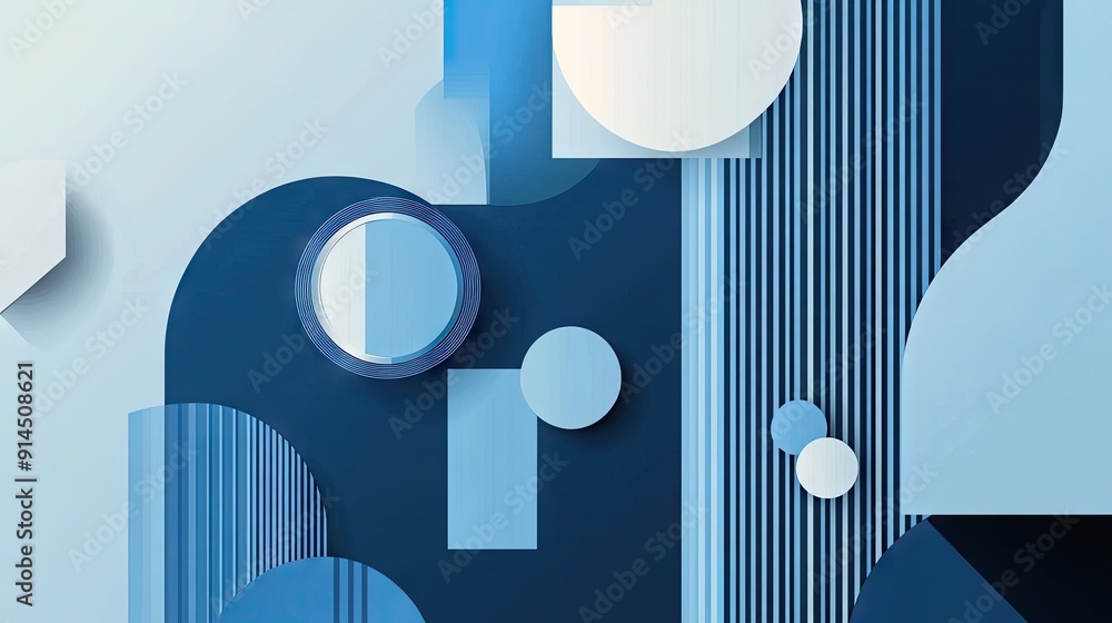 Poster modern blue abstract background featuring minimal geometric shapes. perfect for creating booklets, b