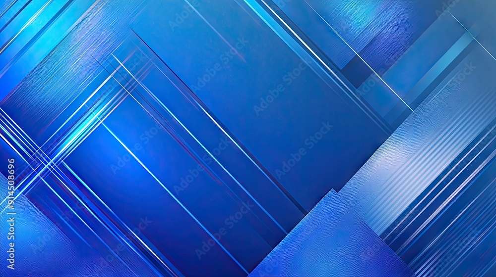 Poster Modern blue background with an abstract geometric lines pattern and shiny gradient effect. Suitable for business and technology graphics