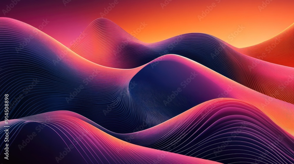 Fototapete Modern vector illustration featuring wave gradients and smooth lines, perfect for creating dynamic abstract backgrounds.