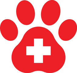 Paw first aid icon isolated on white background . Pets first aid symbol . Vector illustration