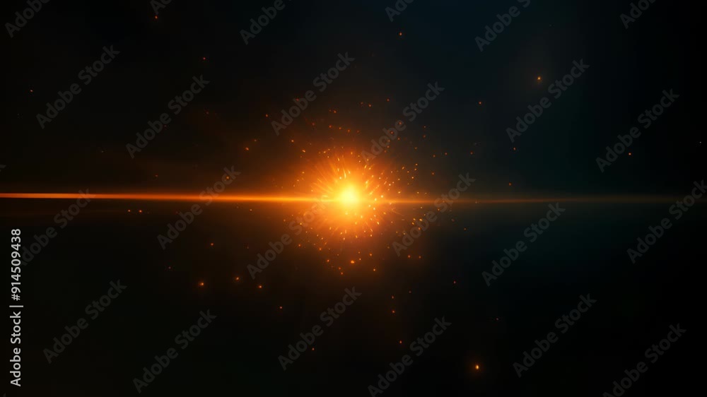 Aufkleber light flare in the dark space. abstract background with shiny lens glare effect