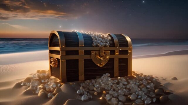 treasure chest containing gold and diamonds