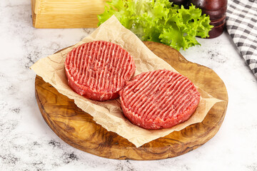 Raw beef  burger cutlet for grill