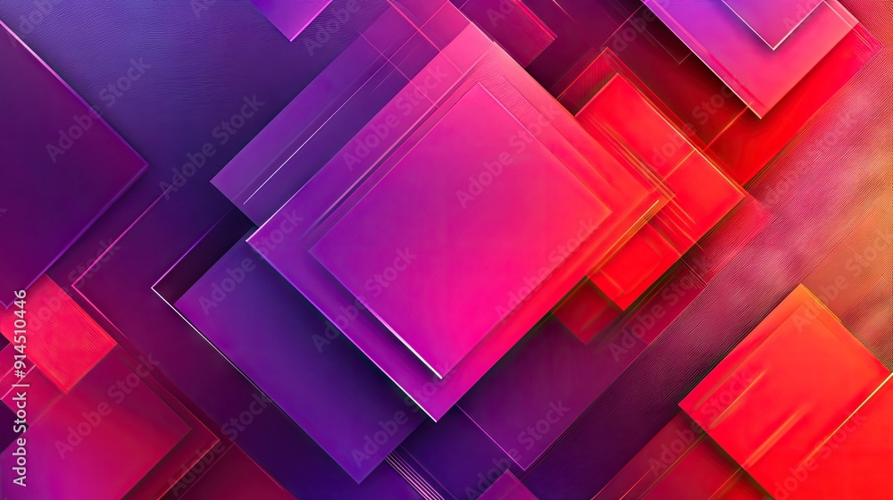 Poster red and purple gradient with geometric shapes, creating an eye-catching abstract background for vari