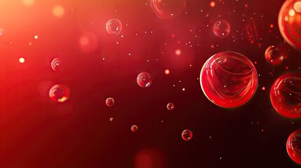 Red light circles with geometric patterns and bubbles against a red-black gradient, creating a dynamic abstract 3D illustration. Ideal for modern wallpaper.