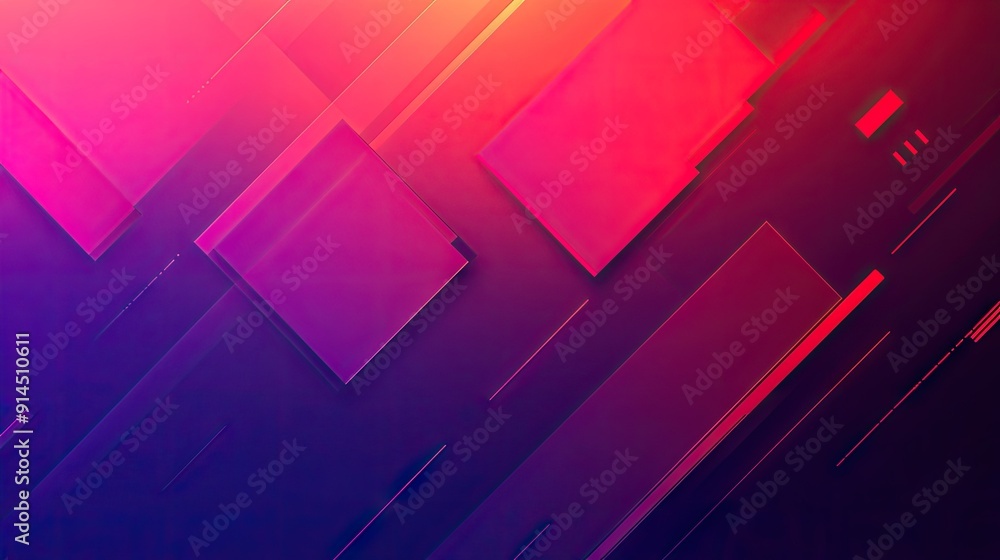 Poster red to purple gradient with abstract geometric shapes, creating a visually appealing background.