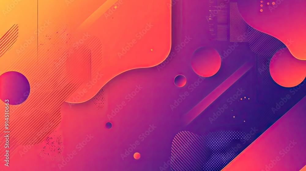 Poster red to purple gradient with abstract geometric shapes, creating a visually appealing background.
