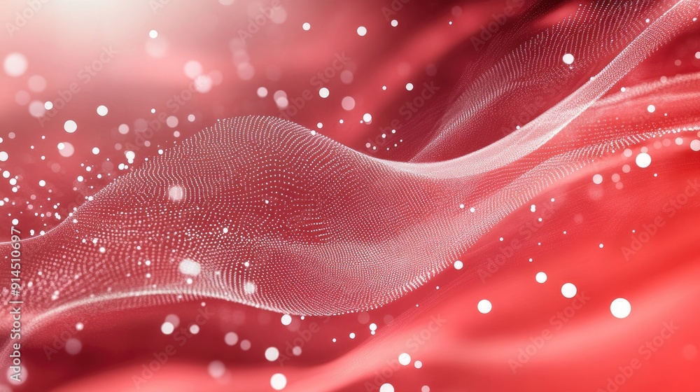 Fototapete red wave-themed abstract background with white dot embellishments, creating a vibrant and modern des