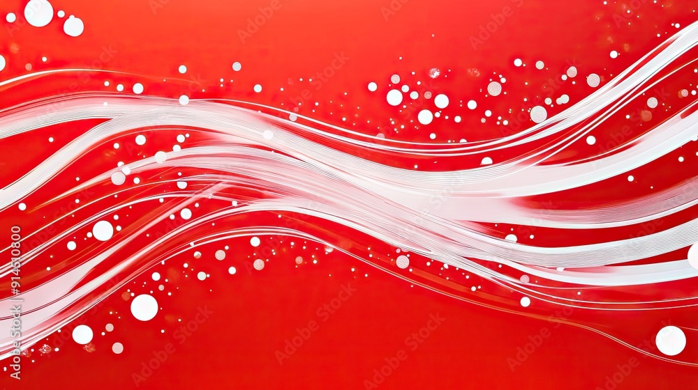Poster red waves with contrasting white dots in an abstract design, perfect for creating striking and energ