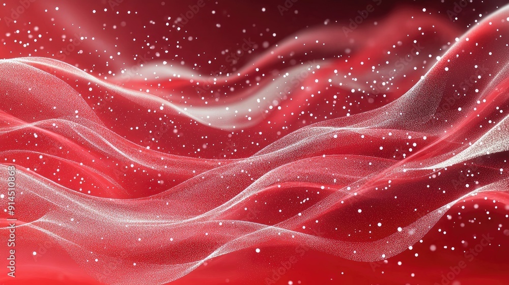Aufkleber red waves with white dots in an abstract design, offering a vibrant and energetic backdrop for vario