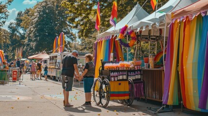 A photo of a disability pride booth at a fair, Disability Pride Month, hd, with copy space