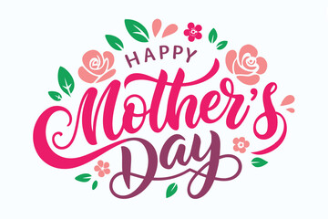happy mother's day typography  on White Background 