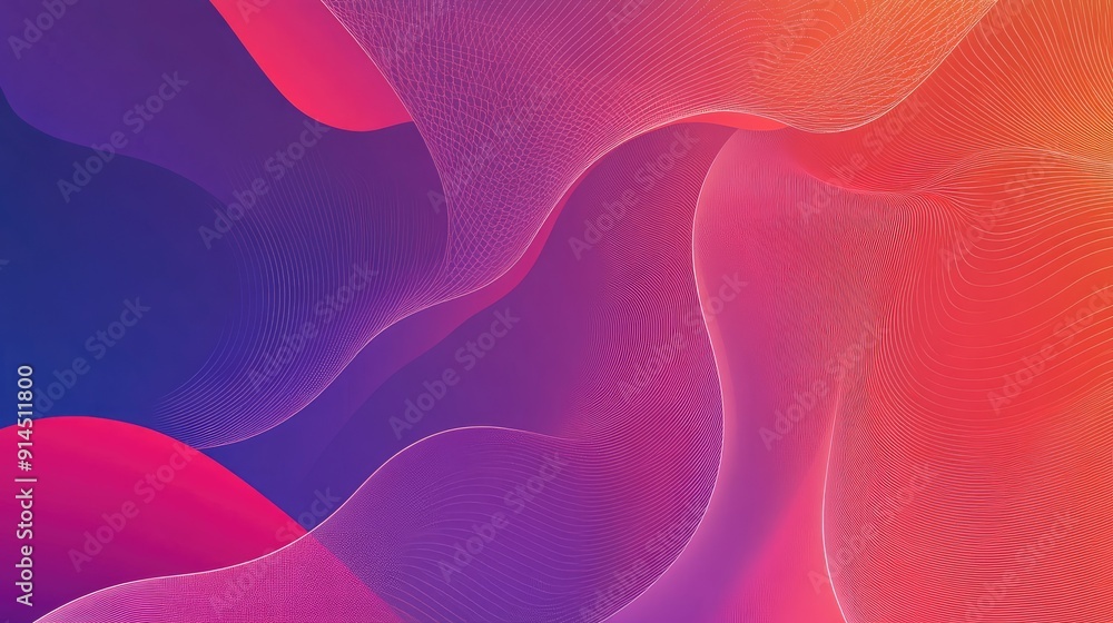 Poster smooth gradient from red to purple with geometric patterns, creating a captivating abstract backgrou