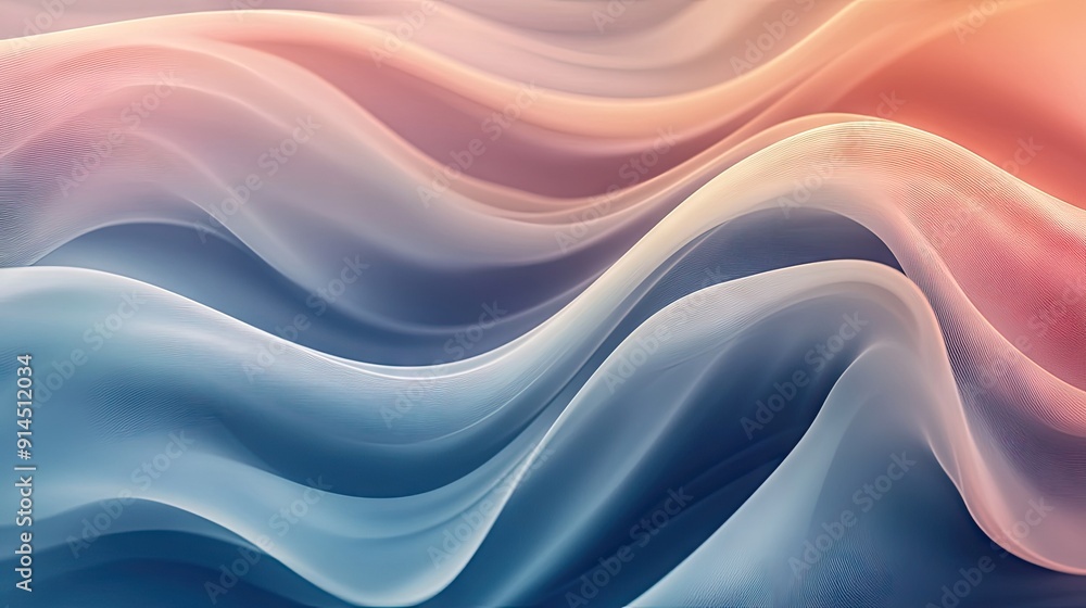 Poster soft, fluid abstract background with minimal wavy lines and smooth color transitions, perfect for sl
