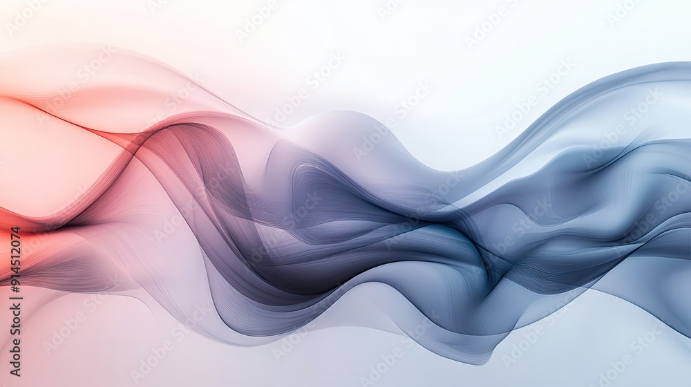 Poster soft, minimal wavy fluid abstract design with smooth gradients and flowing shapes, ideal for contemp