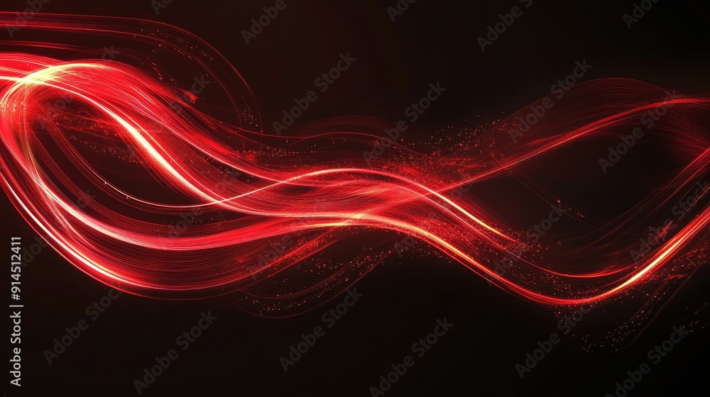 Poster striking red light curves with rapid movement on a dark background, ideal for creating energetic and