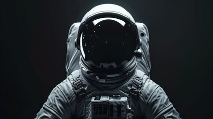 Astronaut portrait on black background. Generative AI.