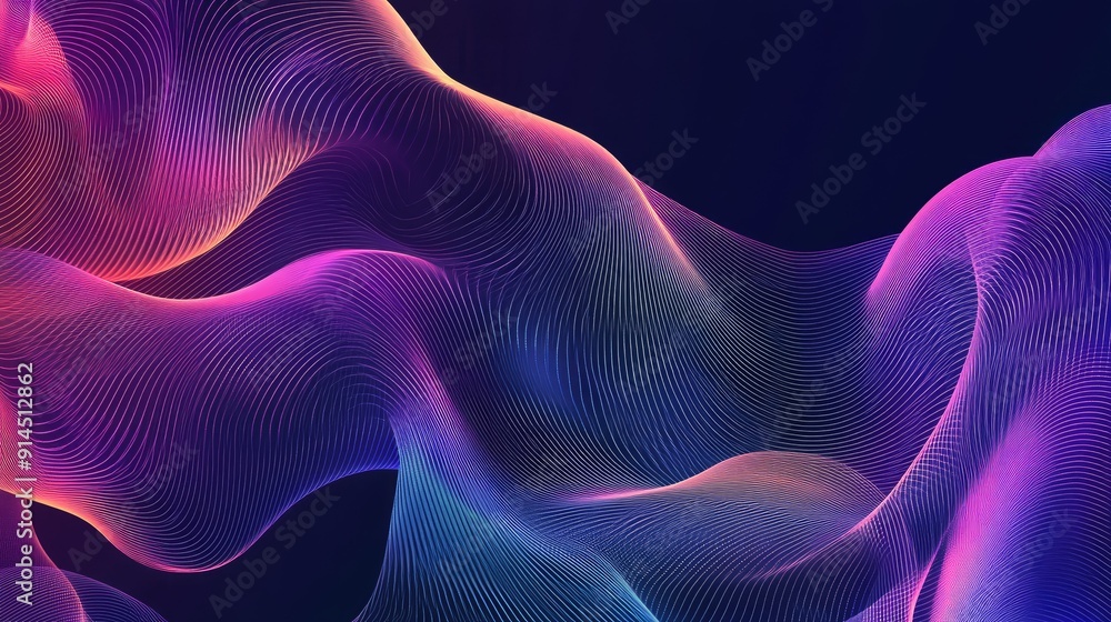 Poster vector illustration of abstract wave gradient lines, offering a fluid and stylish design for modern 